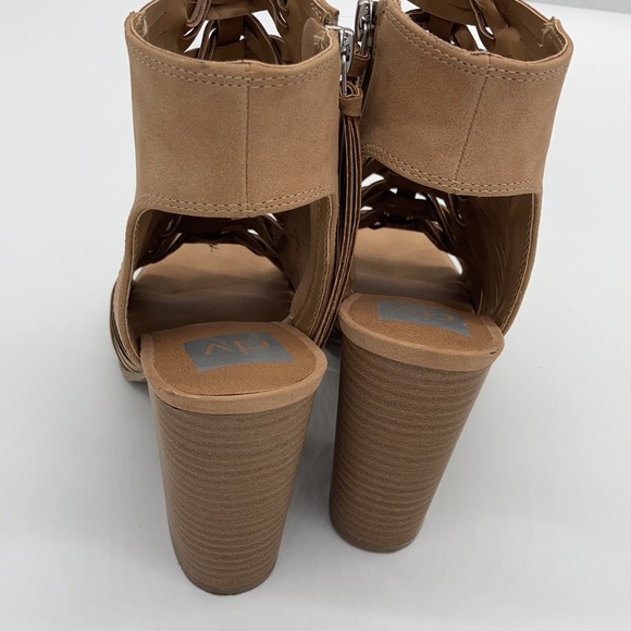 Dolce Vita Vegan Suede Open Toe Tan Booties 8.5 - Picture 5 of 6